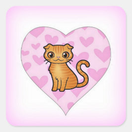 Skippy's Rosa Heart Sticker Fyrkantigt Klistermärke