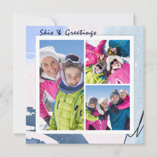 Skis & Hälsning Jul Modern Winter 3-foto