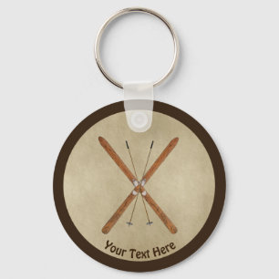 Skis kor-Land på gammal Papper Nyckelring