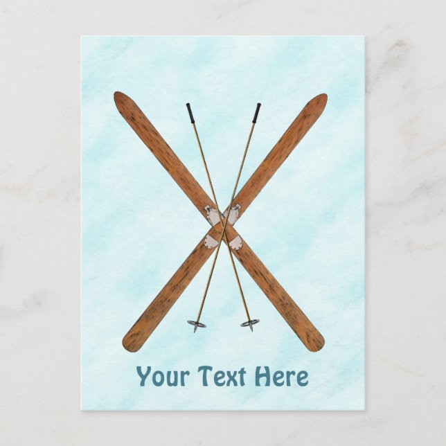 Skis kor-Land vid Snö Vykort (Framsida)