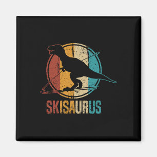Skisaurus Rolig Skidåkning Dino Skidåkning Dinosau Magnet