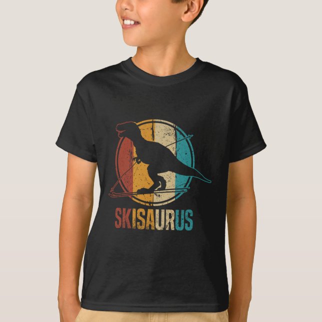 Skisaurus Rolig Skidåkning Dino Skidåkning Dinosau T Shirt (Framsida)
