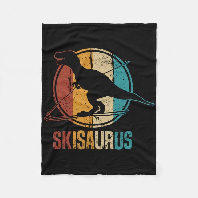 Skisaurus Rolig Skidåkning Dino Skidor Dinosaurie  Fleecefilt (Framsidan)