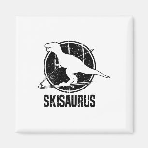 Skisaurus Skidåkning Dino Ski Dinosaurie Skidåknin Magnet