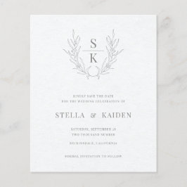 Skisch Bröllop spara datum för Blommigt Löv för bu