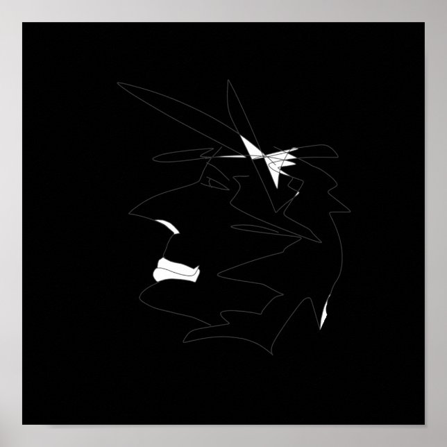 Skisch Head Konstig Ansikte Vild Hairstyle Poster (Framsidan)