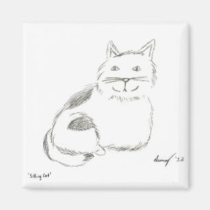 Skisch-magnet kattunge - kvadrat magnet