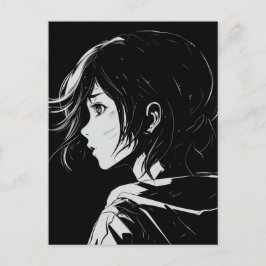 Skiss Anime Manga Flickporträtt Vykort