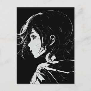 Skiss Anime Manga Flickporträtt Vykort