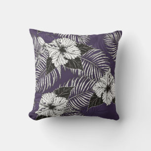 Skiss Areca handflatan och Hibiscus för hand teckn Kudde