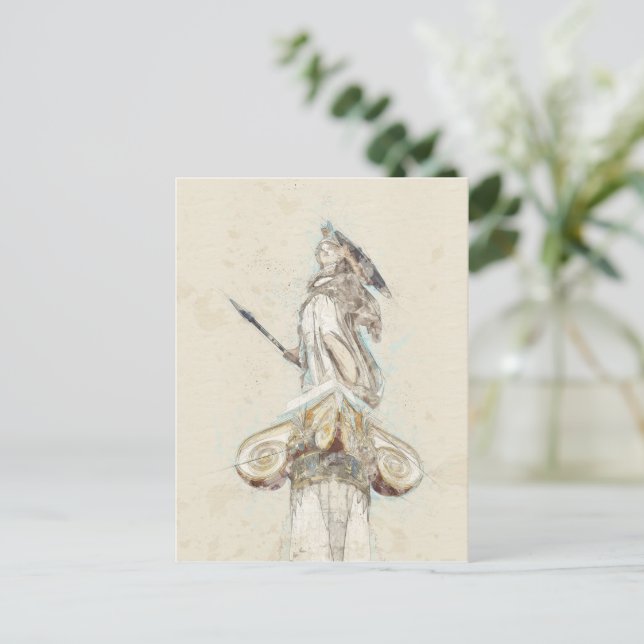 Skiss av Athene-statyn vykort – Antikens Grekland  (Stående Fram)