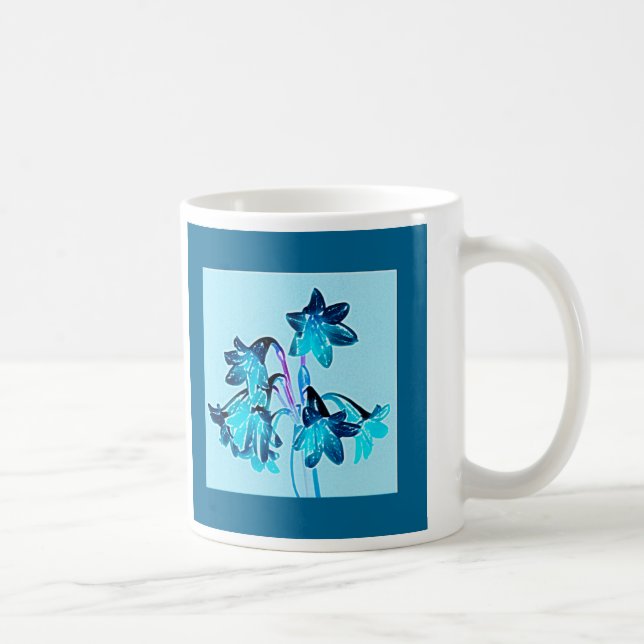 Skiss av dagliljor - kobolt och himmelblå kaffemugg (Höger)