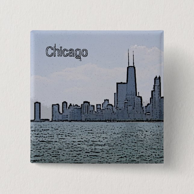 Skiss av den fantastiska Chicago-siluetten Knapp (Framsida)