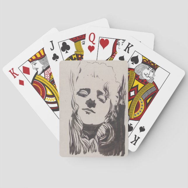 Skiss av en kvinna från "Ver Sacrum" (Moser) Casinokort (Baksidan)