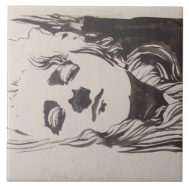 Skiss av en kvinna från "Ver Sacrum" (Moser) Kakelplatta