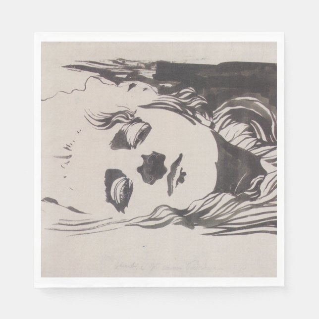 Skiss av en kvinna från "Ver Sacrum" (Moser) Pappersservett (Framsidan)