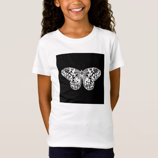 Skiss av fjäril, vit och svart t shirt (Framsida)