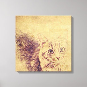 Skiss av kattlover, grått tabby katt canvastryck