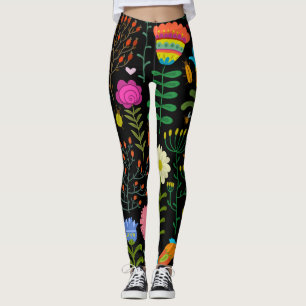 Skiss blommigt, sömlös konstnärlig mönster. leggings