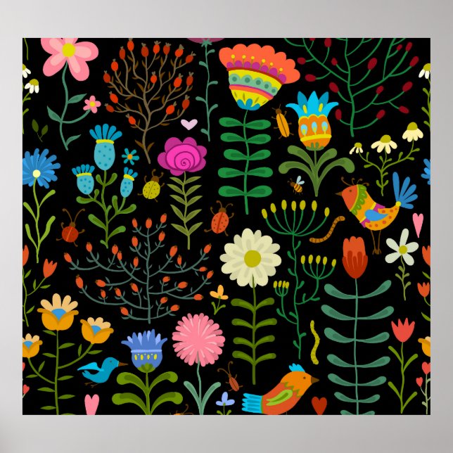 Skiss blommigt, sömlös konstnärlig mönster. poster (Framsidan)