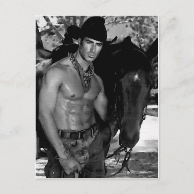 Skiss: Cowboy & Horse Vykort (Framsida)