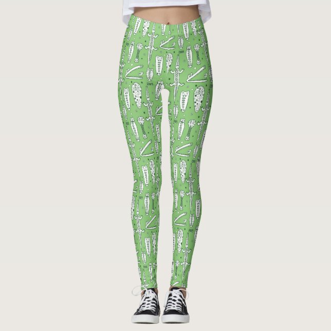 Skiss Crocodile Mönster 2 Leggings (Framsida)