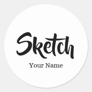 Skiss med Personligen Name Round Stickers Runt Klistermärke