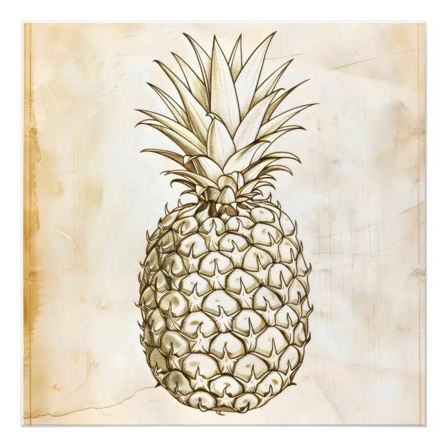 Skiss över ananas Vintage Fototryck (Framsidan)