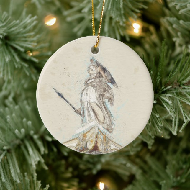 Skiss över Athena Ceramic Ornament - Classical Hom (Träd)