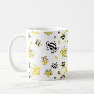 skiss över bin med mönster-bakgrund kaffemugg
