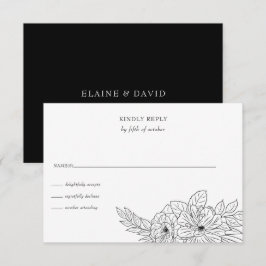Skiss över Blommigt med minimal Elegant Bröllop OSA Kort