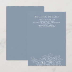 Skiss över Bröllop i Blommigten Dusty Blue Minimal Tilläggskort