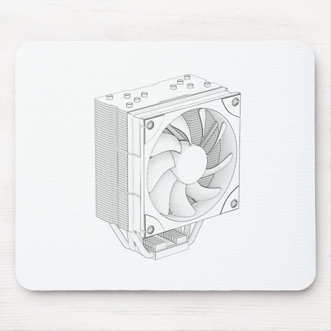 Skiss över datorprocessorkylare musmatta (Framsidan)