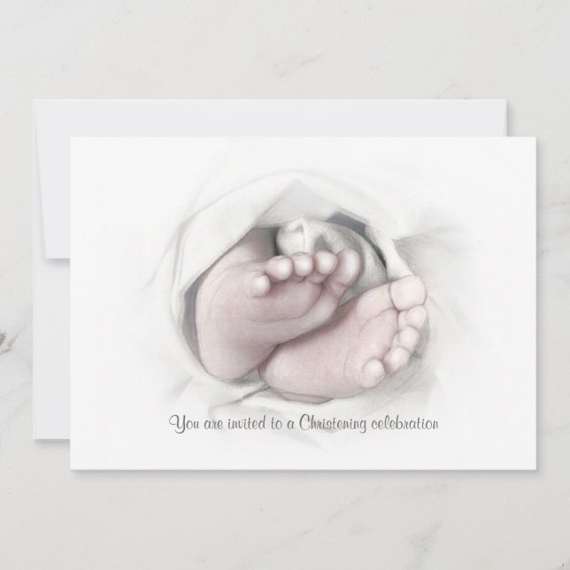Skiss över kulörningsinbjudan med baby fötter inbjudningar (Framsida)