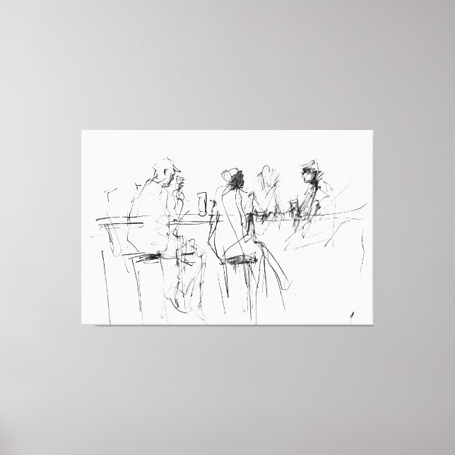 Skiss över minimalt Pub-elegant - Premium Canvastryck (Framsida)