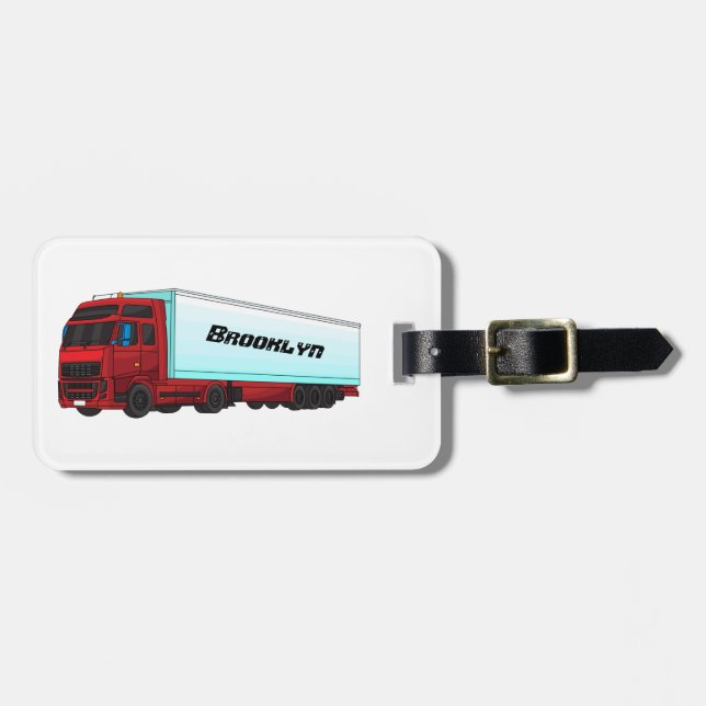 Skiss över Röd släpvagn lastbil Bagagebricka (Horisontell Framsida)