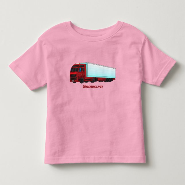 Skiss över Röd släpvagn lastbil T Shirt (Framsida)
