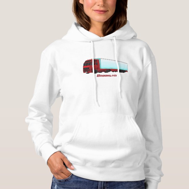 Skiss över Röd släpvagn lastbil T Shirt (Framsida)