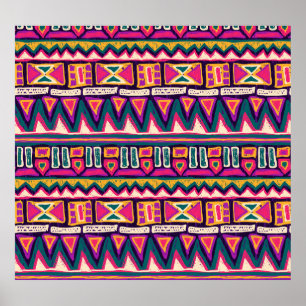 Skiss över stammarna: handdragen aztec mönster. poster