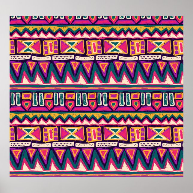 Skiss över stammarna: handdragen aztec mönster. poster (Framsidan)