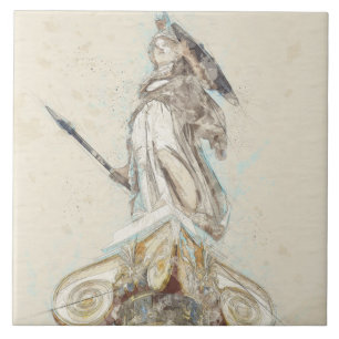 Skiss över staty över Athena Ceramic Tile Wall Dec Kakelplatta