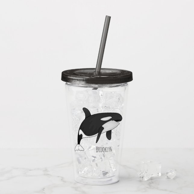 Skiss över tecknaden av val take away mugg (Baksida Ice)