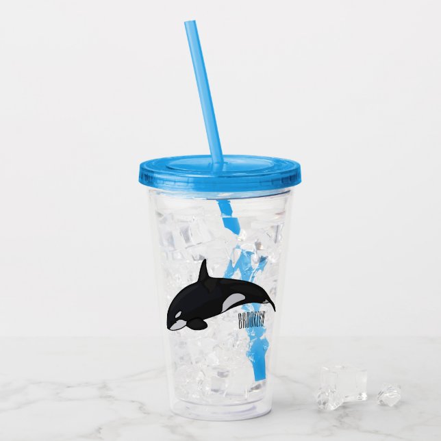 Skiss över tecknaden av val take away mugg (Framsida Ice)