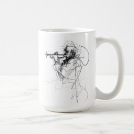 Skiss över Trumpet Player abstrakt Kaffemugg