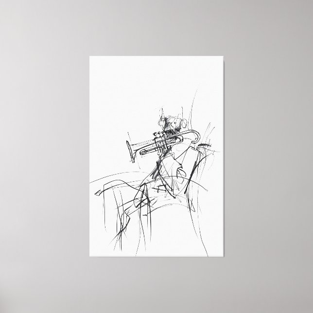 Skiss över Trumpet Player-abstrakten - Premium Canvastryck (Framsida)