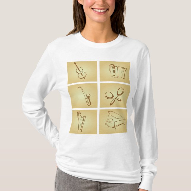 Skiss på musikinstrument t shirt (Framsida)