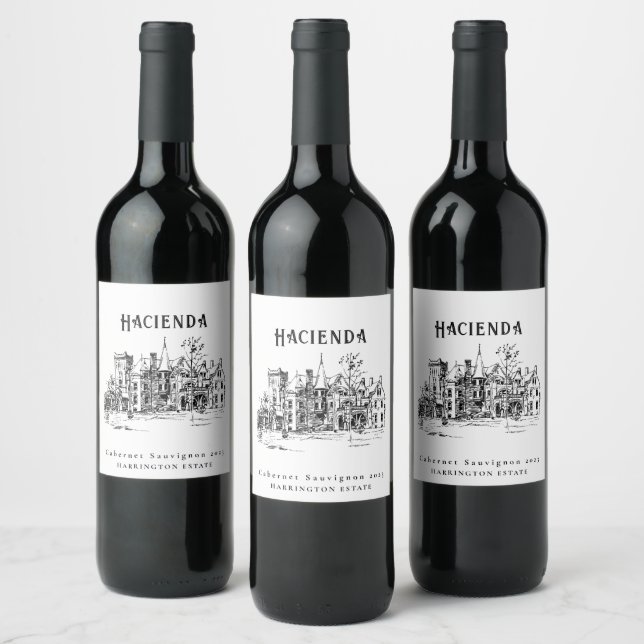 Skiss på skräddarsydda vinetiketter för gods vinflaska etikett (Flaskor)