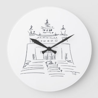 Skiss ritning Buddhist tempel Stor Klocka