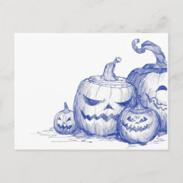 Skiss vintage teckning jack o lantern vykort
