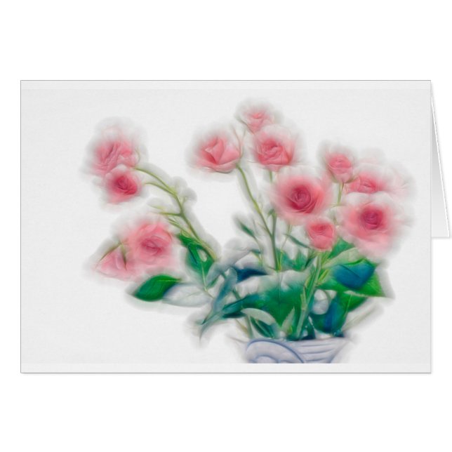 Skissa av bukett med rosor hälsningskort (Framsidan Horizontal)